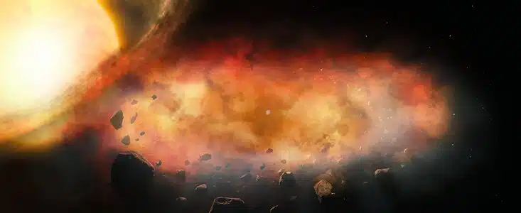Artist’s Impression Of A Debris Disk Cloaked In Dust And Gas Passing In Front Of A Star.