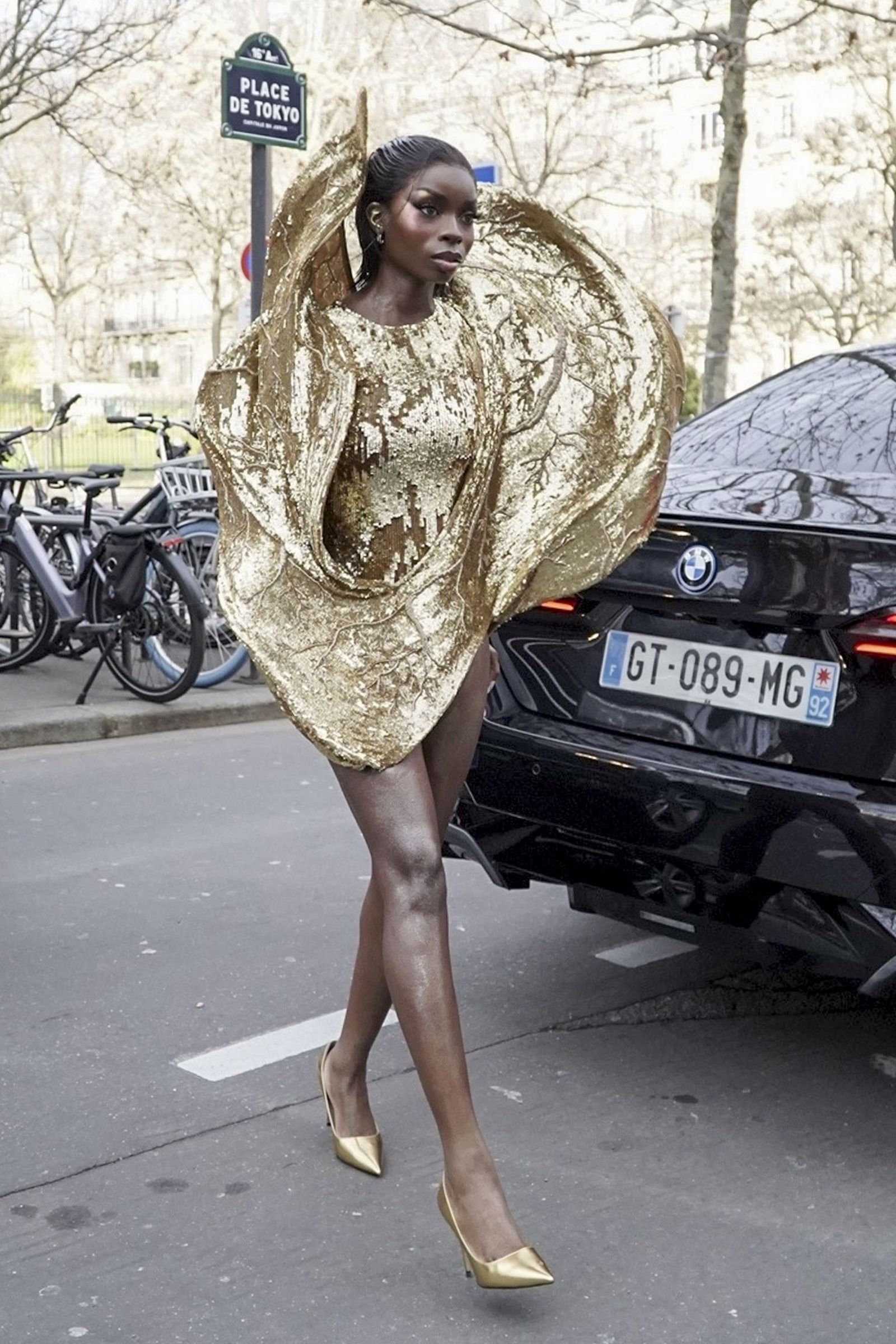 EXCLUSIVE Paris FRANCE Olandria Carthen was spotted attending the Rahul Mishra show during Paris Fashion Week turning...