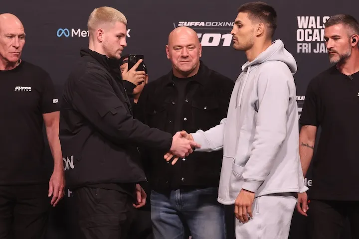 Callum Walsh faces off with Carlos Ocampo at Zuffa Boxing’s first fight week press conference on January 21 2026