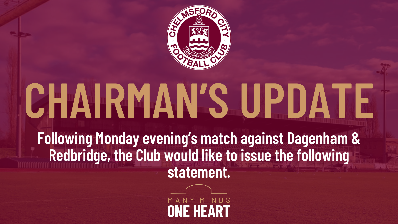Chairman’s Update | Statement following Dagenham & Redbridge fixture