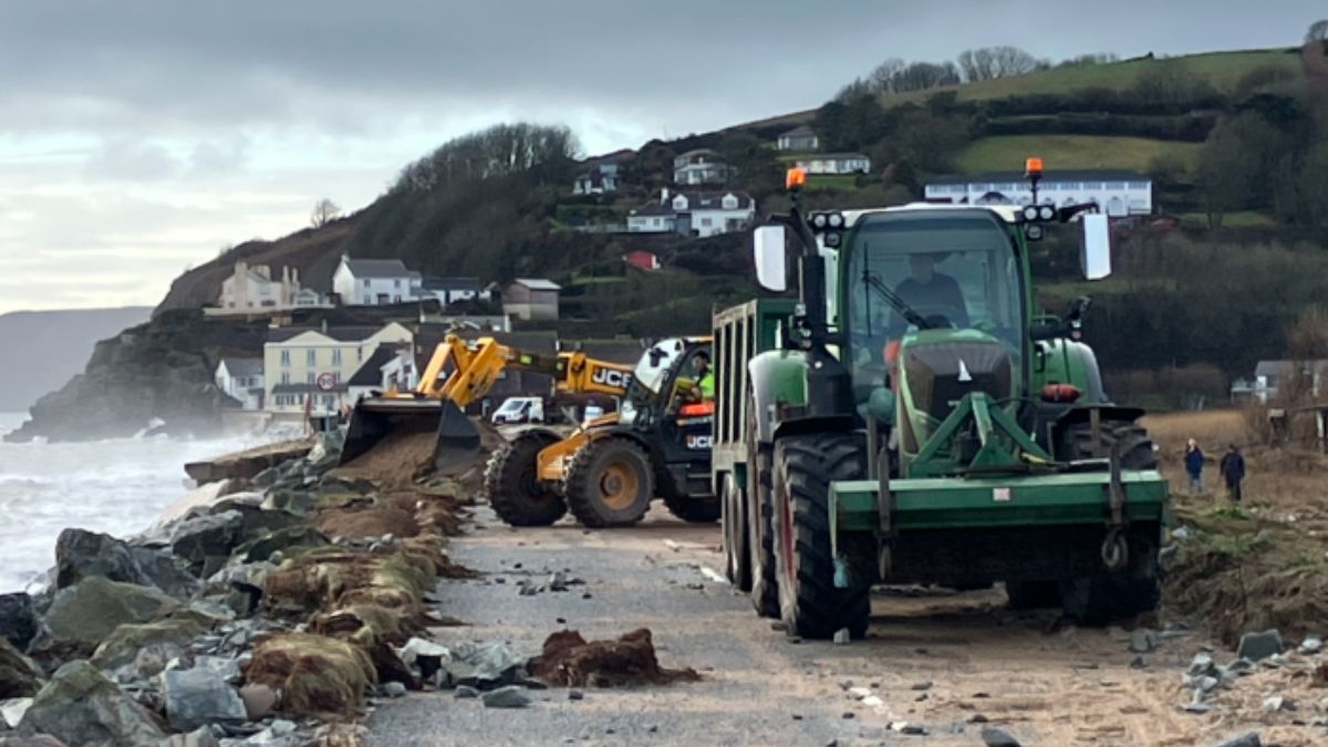 Highways teams clearing up at Torcross