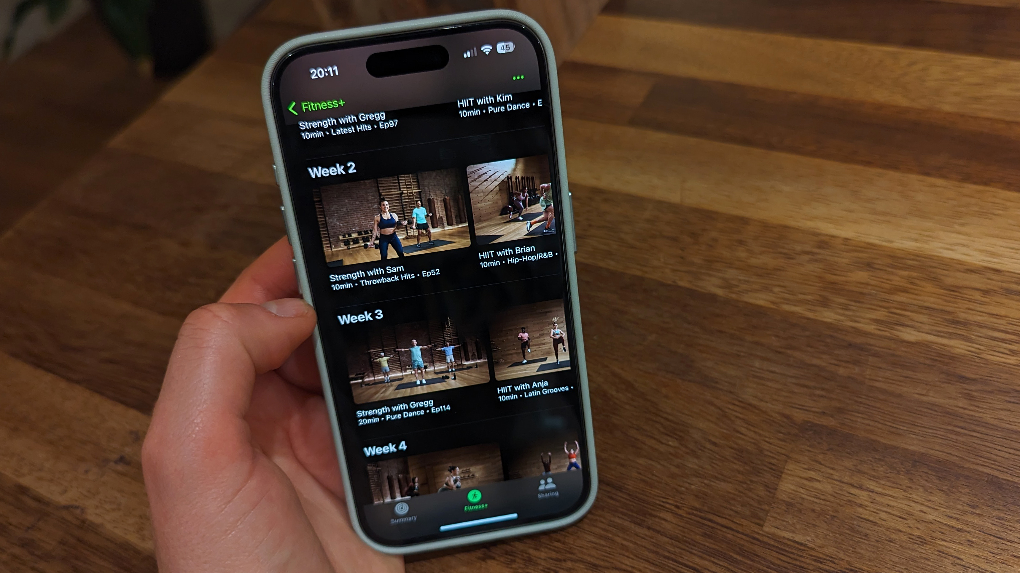 A screenshot of Apple Fitness Plus