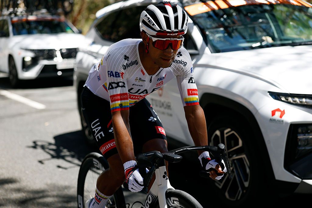 NORWOOD, AUSTRALIA - JANUARY 22: Jhonatan Narvaez of Ecuador and UAE Team Emirates competes during the 26th Santos Tour Down Under 2026, Stage 2 a 148.1km stage from Norwood to Uraidla 495m / #UCIWT / on January 22, 2026 in Norwood, Australia. (Photo by Con Chronis/Getty Images)