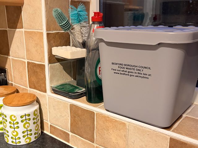 Food Waste Caddy in a kitchen Image Bedford Independent