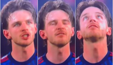 Arsenal fans spot Rice's X-rated reaction to Nottingham Forest draw - London Evening Standard