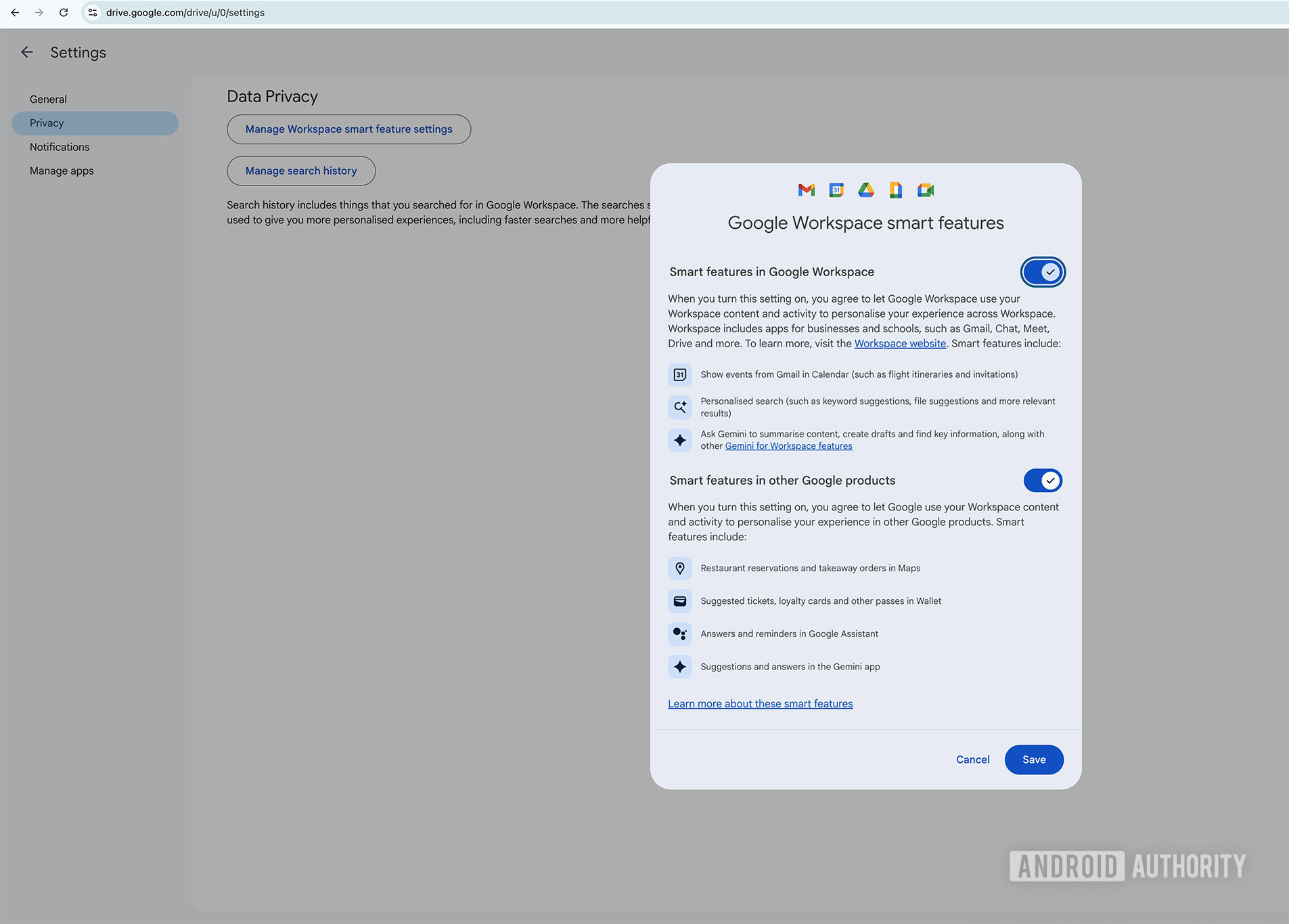 Disable Gemini for Google Workspace