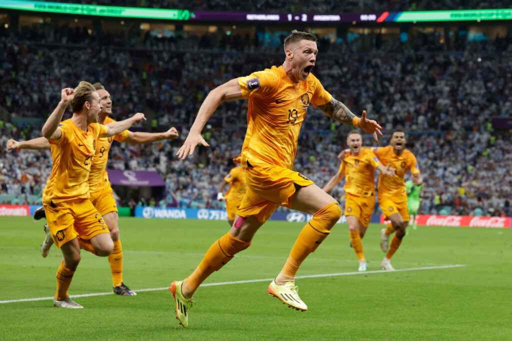 Wout Weghorst scoring against Argentina at the 2022 World Cup