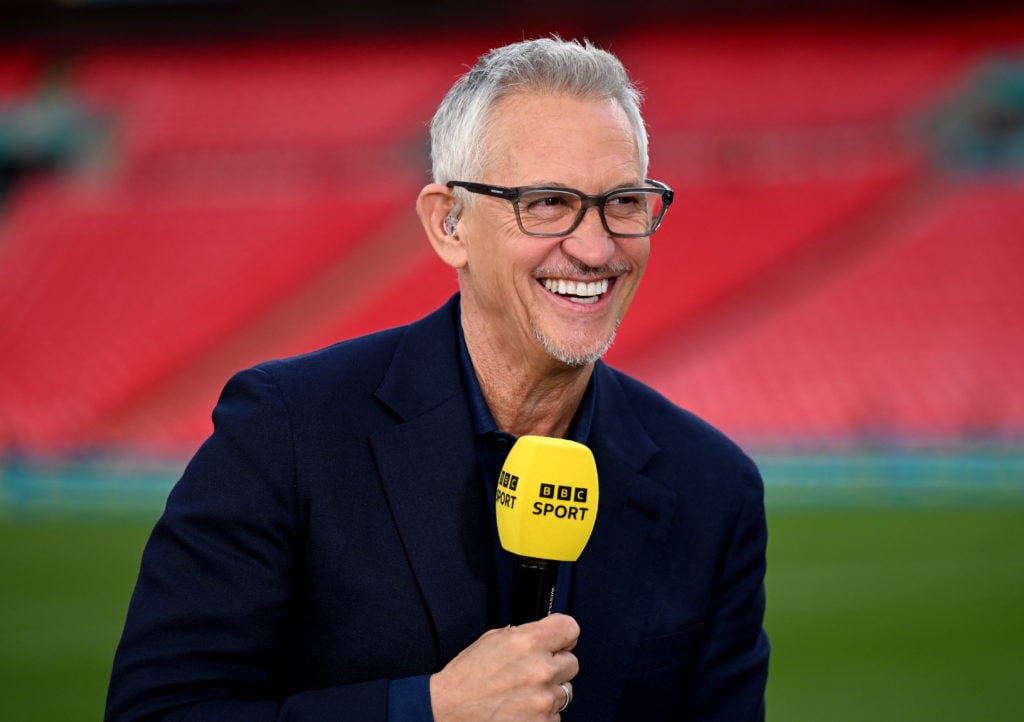 Gary Lineker looks on before presenting Crystal Palace v Aston Villa - Emirates FA Cup Semi Final