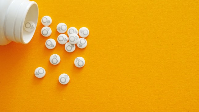 Pills with male symbol.