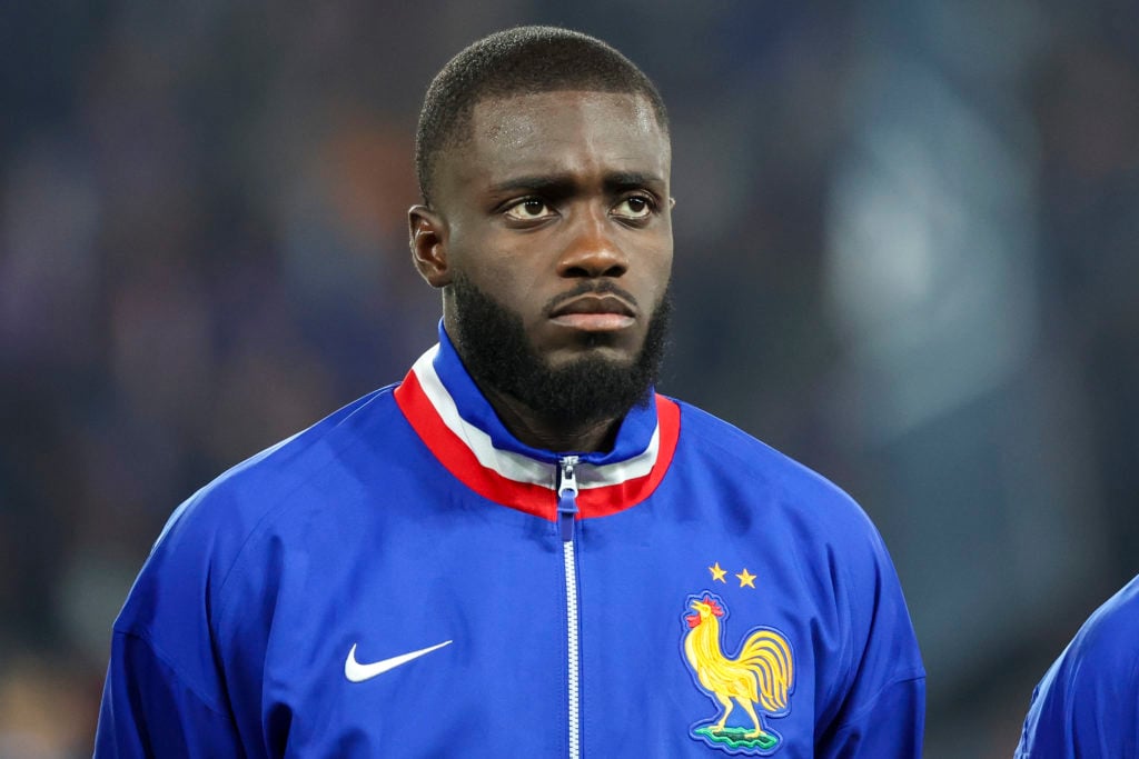 Dayot Upamecano lines up for France ahead of their FIFA World Cup qualifier against Iceland in Paris.