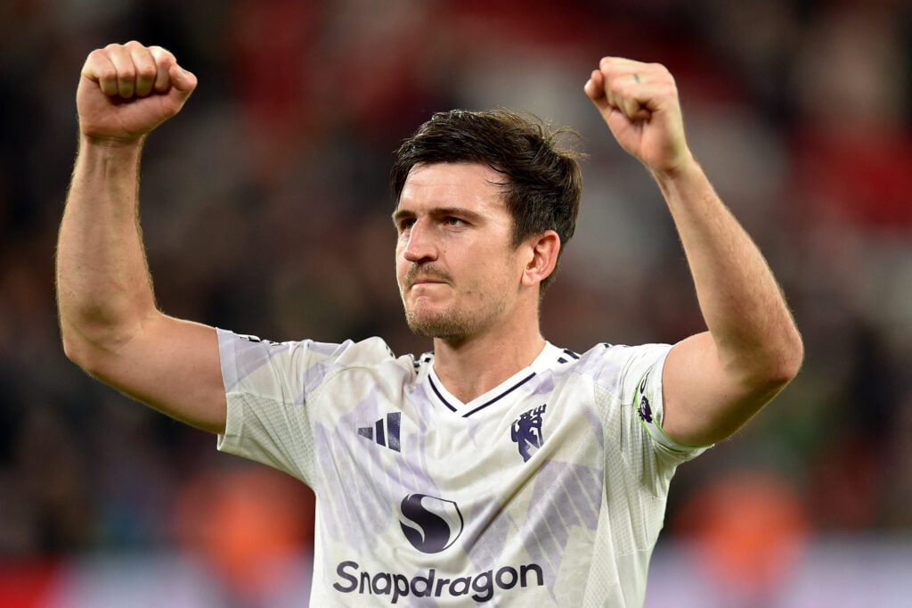 Harry Maguire celebrating at Anfield