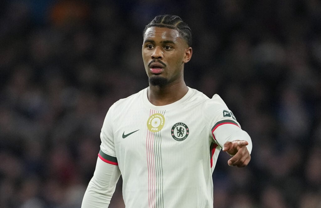 Jorrel Hato of Chelsea gestures