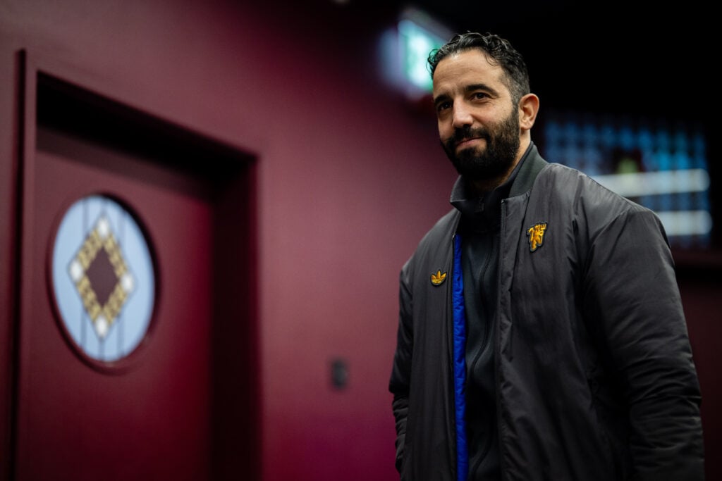 Manchester United manager Ruben Amorim arrives prior to the Premier League match between Aston Villa and Manchester United at Villa Park in 2025 in Birmingham, England.