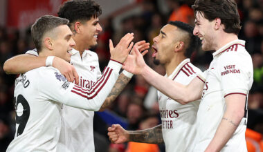 Piero Hincapie with his Arsenal team-mates