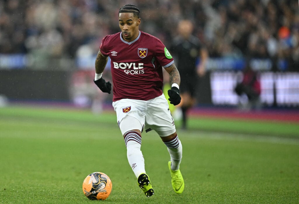 Crysencio Summerville playing for West Ham against QPR in the FA Cup.