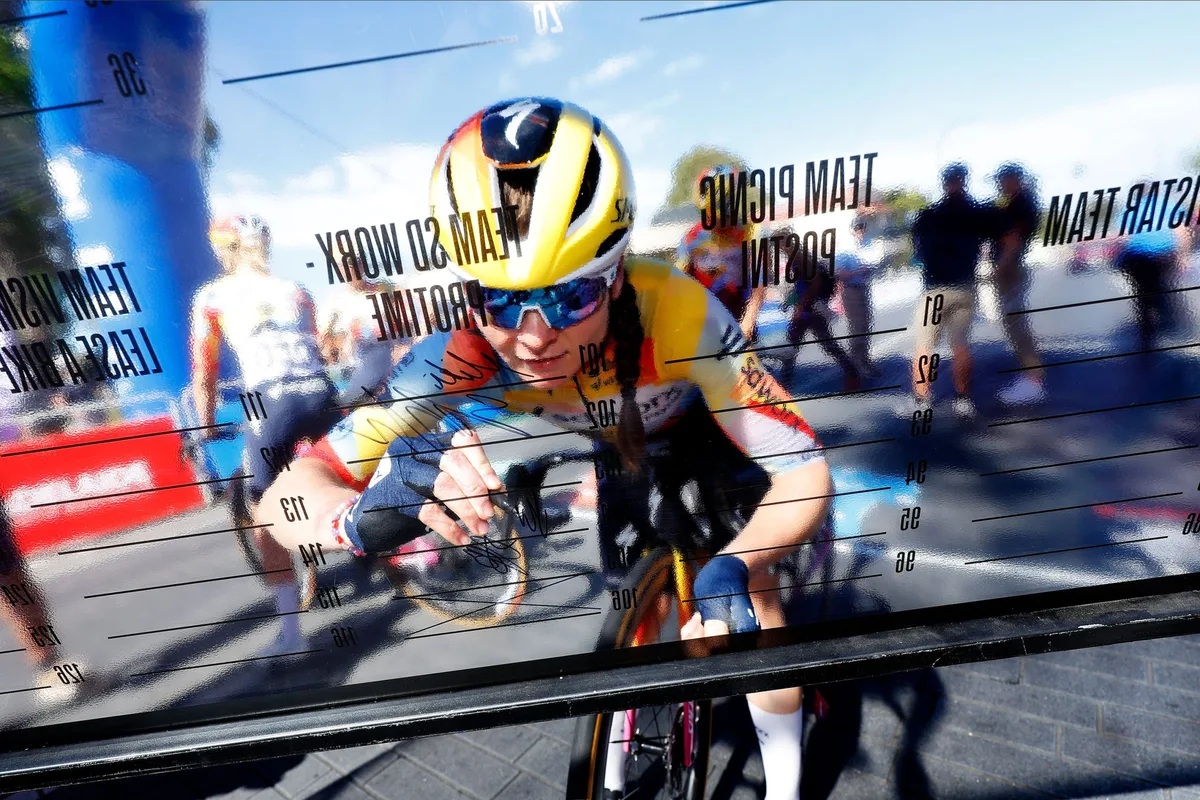 MAGILL, AUSTRALIA - JANUARY 18: Marta Lach of Poland and Team SD Worx - Protime signing prior to the 10th Santos Women's Tour Down Under 2026, Stage 2 a 130.7km stage from Magill to Paracombe 410m / #UCIWWT / on January 18, 2026 in Magill, Australia. (Photo by Con Chronis/Getty Images)