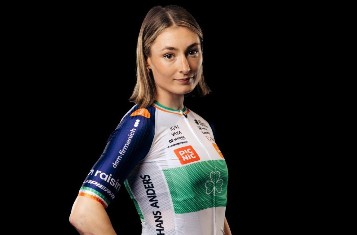 Mia Griffin in her new Picnic PostNL national road race champion’s kit – Sticky Bottle