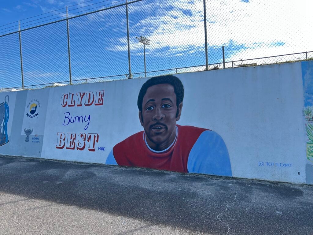 Clyde Best mural on Clyde Best Lane, Bermuda