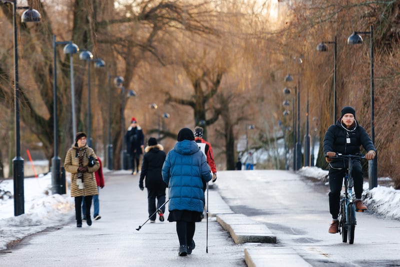No matter the weather, Finnish people walk everywhere. Photograph: Vesa Laitinen/The New York Times