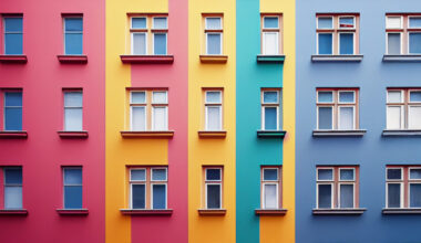 A colourful building facade.