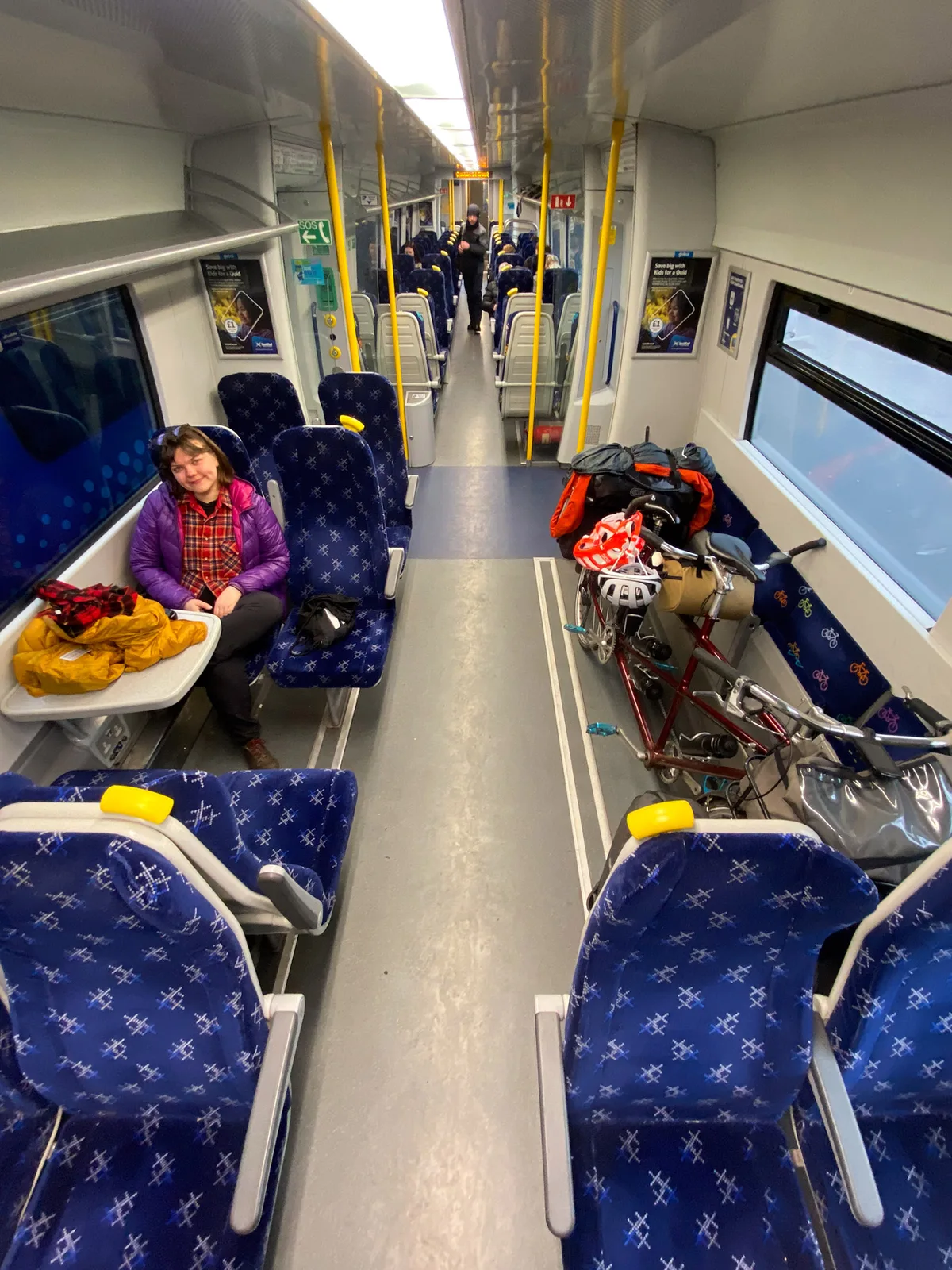 Tandem bicycle on Scotrail train