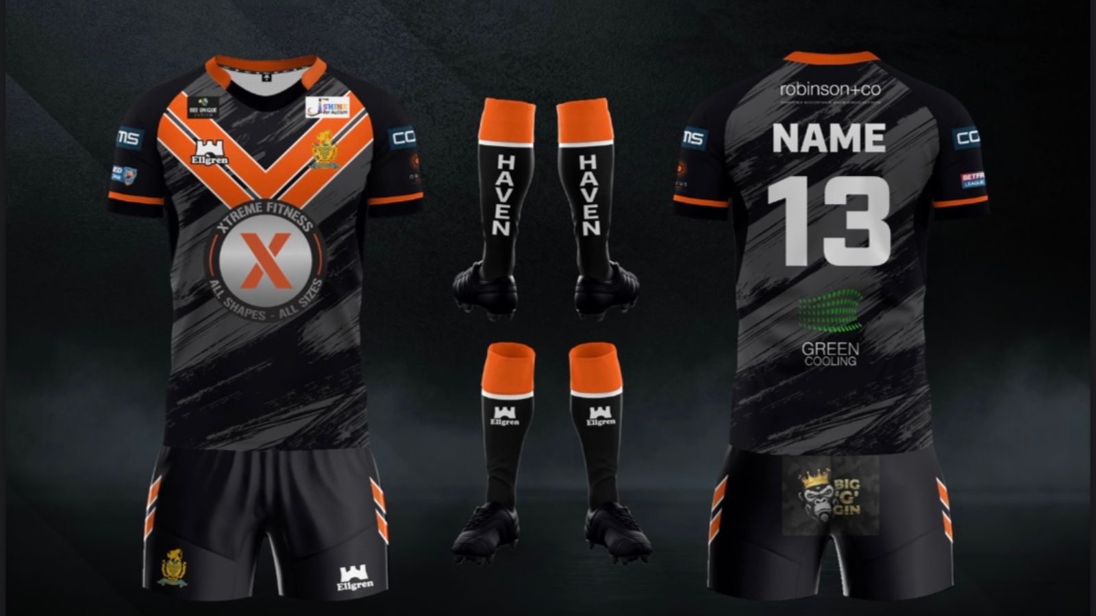 Whitehaven's away kit for 2026, with the front and back of the shirt, short and socks shown