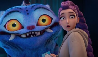 KPop Demon Hunters still of Rumi and the blue demon tiger