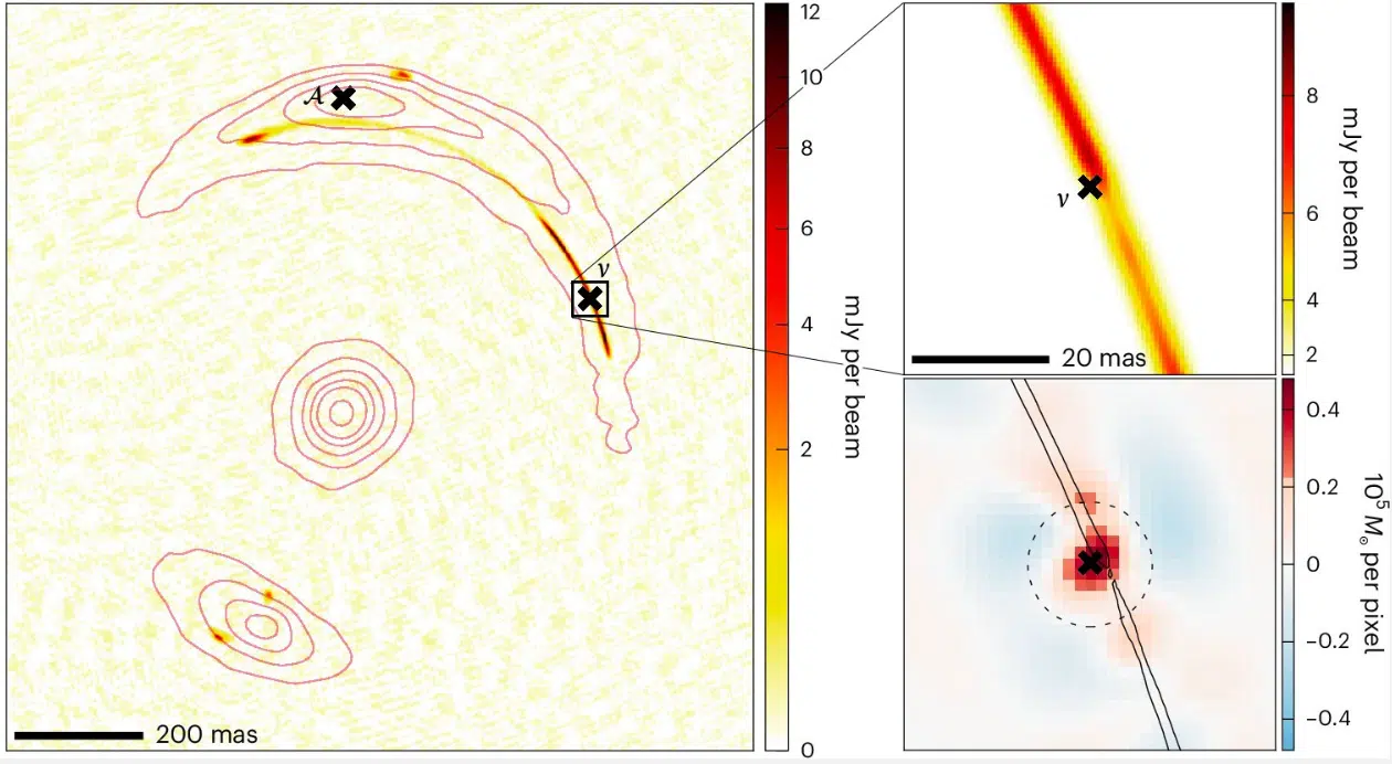 Left Arc Distortion From Two Perturbers Right Massive Core Disruptor