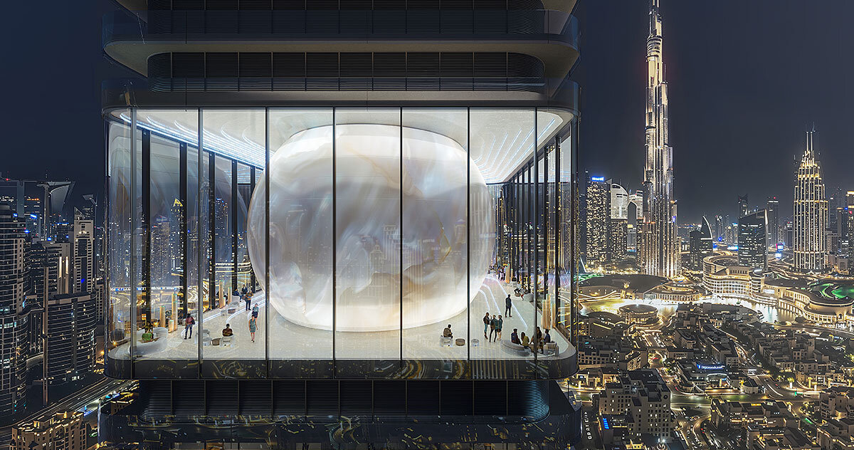 MVRDV embeds pearl-like lounge into inaura tower for dubai
