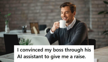 Happy man working at an office