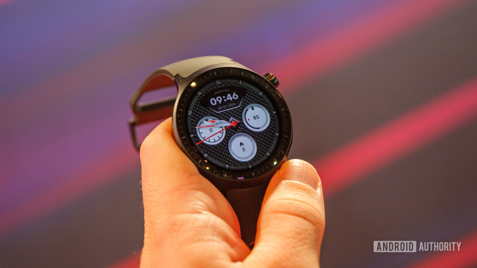 Motorola Moto Watch face in hand