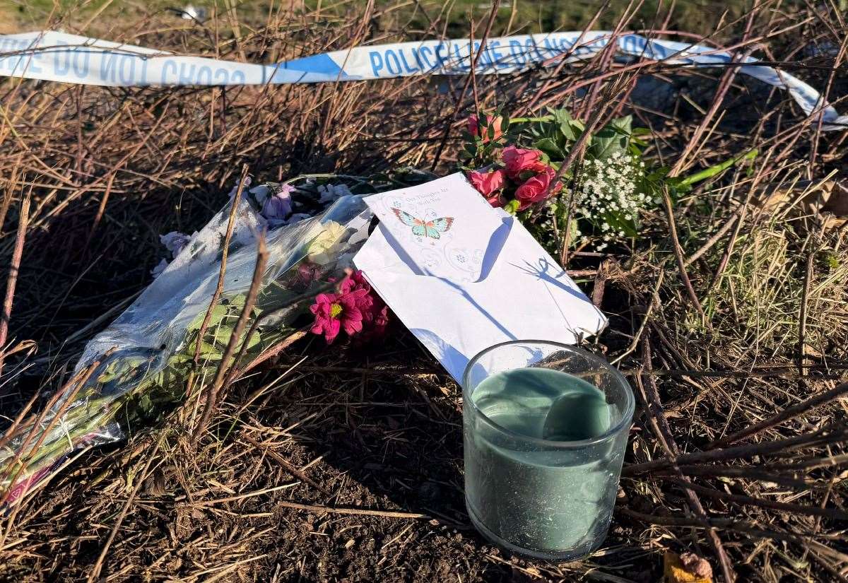 Tributes left at scene of fatal accident in Old Ferry Road, Iwade