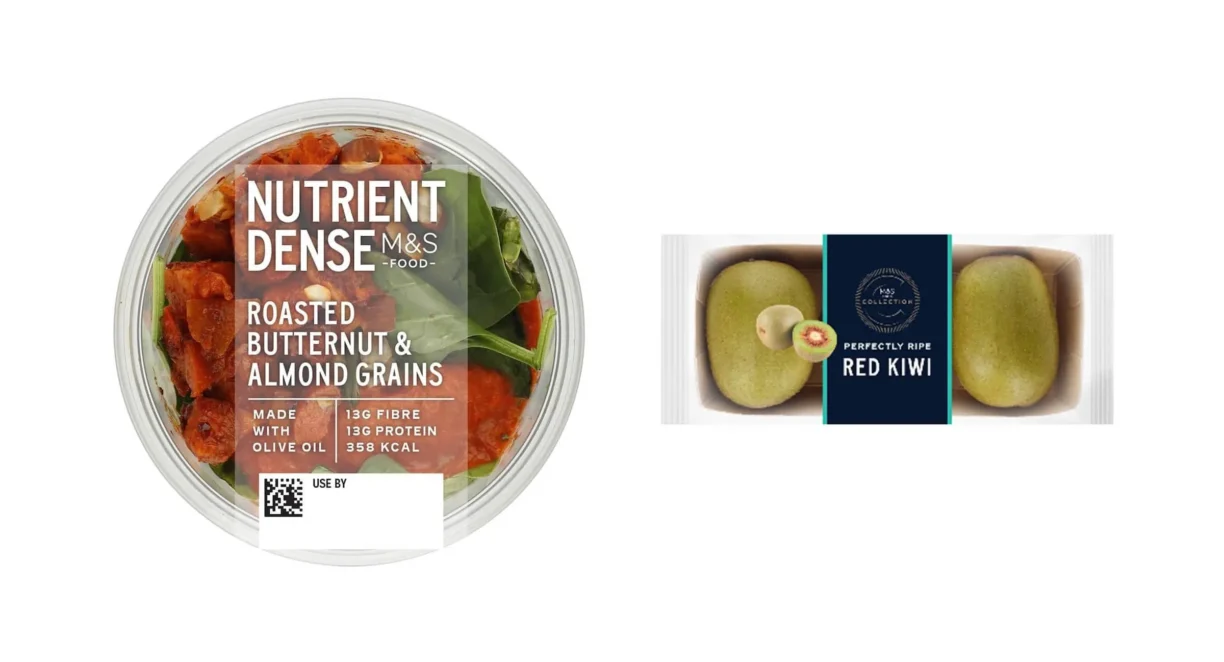 Nutrient Dense M&S Roasted Butternut Grains Lunch with Kiwi