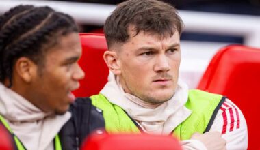 LIVERPOOL, ENGLAND - Saturday, November 22, 2025: Liverpool substitute Calvin Ramsay on the bench before the FA Premier League match between Liverpool FC and Nottingham Forest FC at Anfield. (Photo by David Rawcliffe/Propaganda)