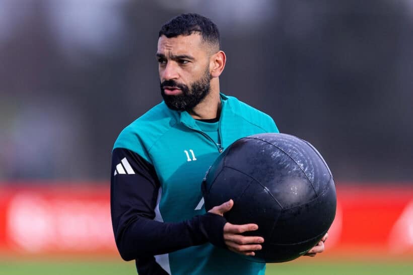 LIVERPOOL, ENGLAND - Tuesday, January 20, 2026: Liverpool's Mohamed Salah during a training session at the AXA Training Centre ahead of the UEFA Champions League match between Olympique de Marseille and Liverpool FC. (Photo by Jessica Hornby/Propaganda)