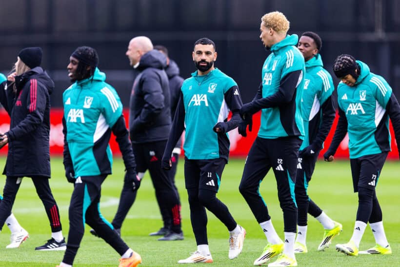 LIVERPOOL, ENGLAND - Tuesday, January 20, 2026: Liverpool's Mohamed Salah during a training session at the AXA Training Centre ahead of the UEFA Champions League match between Olympique de Marseille and Liverpool FC. (Photo by Jessica Hornby/Propaganda)