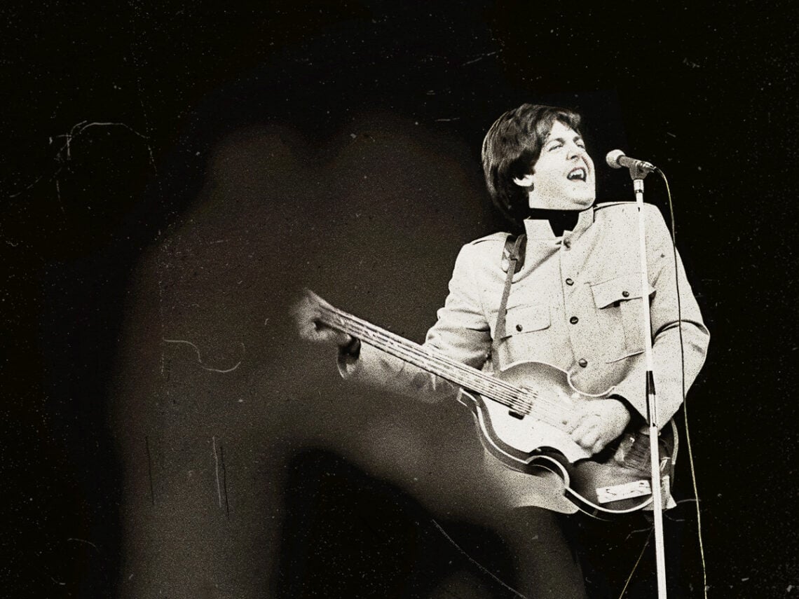 Paul McCartney performing with The Beatles at the NME Poll Winners Concert April 1965