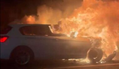 Traffic held on M2 after BMW bursts into flames near Medway services