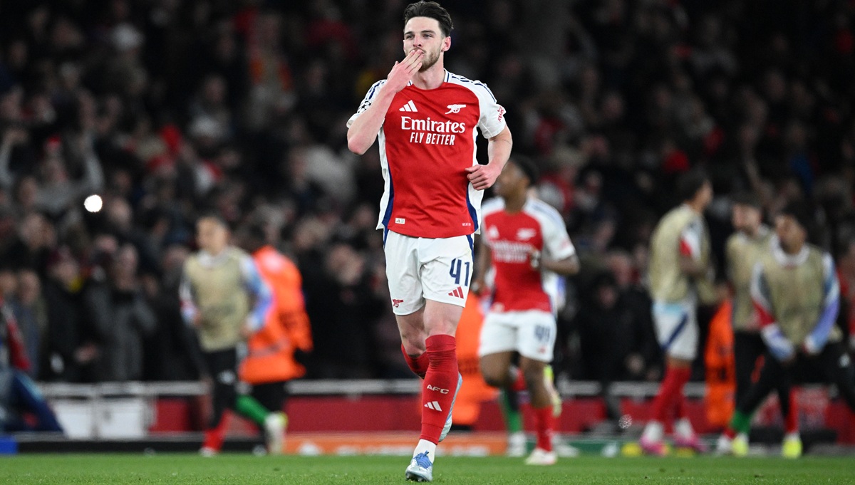 Rice celebrating v Real Madrid