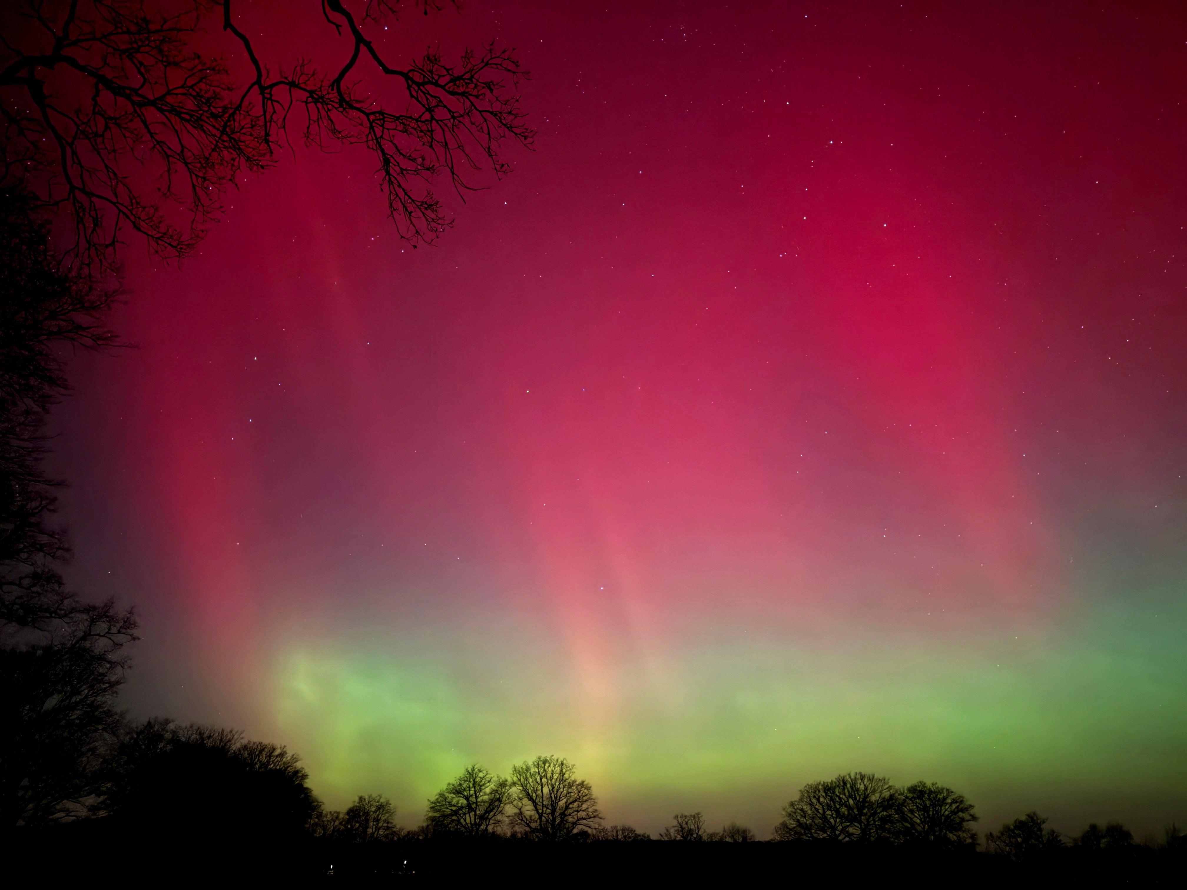 The aurora borealis also illuminated the sky over Quickborn, northern Germany on Monday
