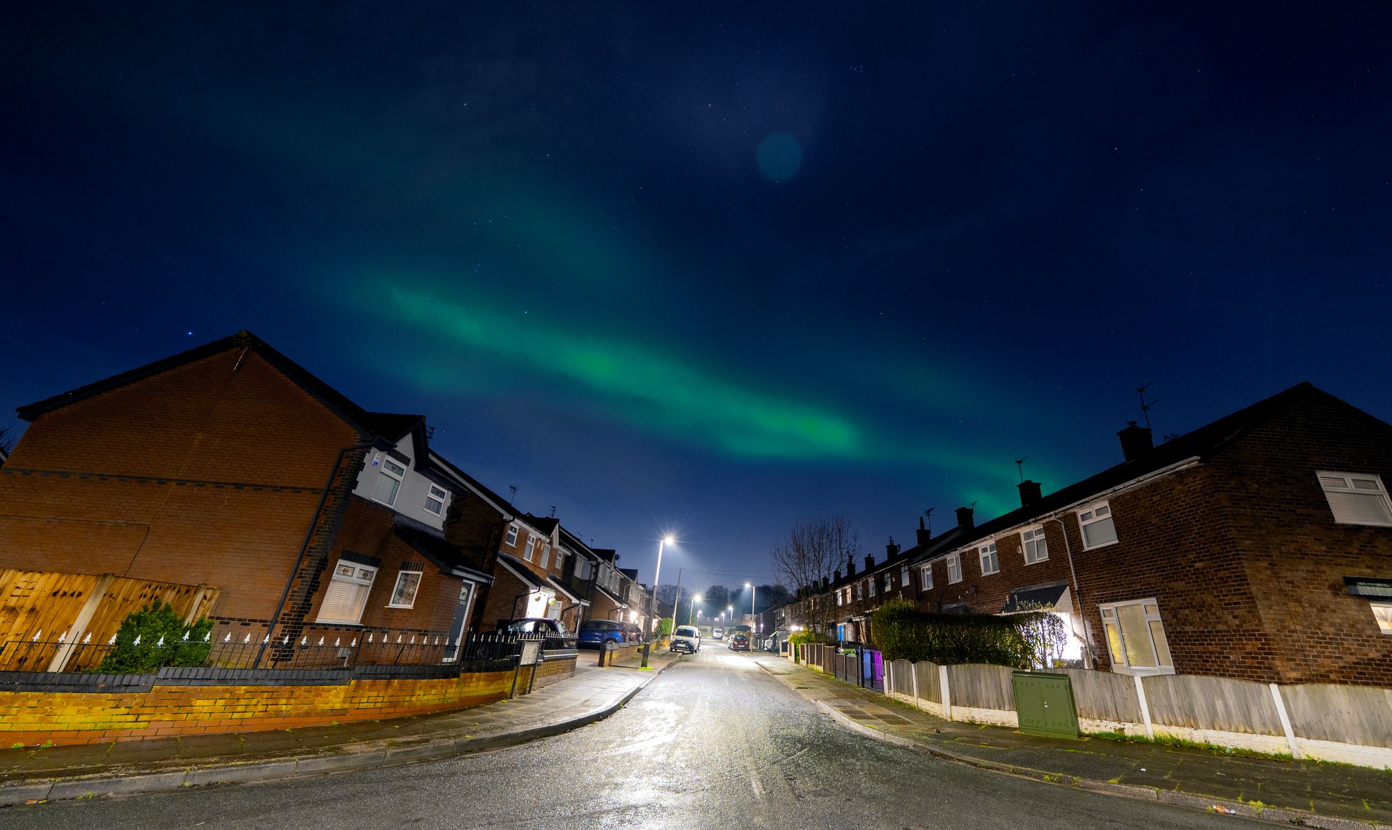 The Northern Lights are seen in the sky above Lee Park in Liverpool