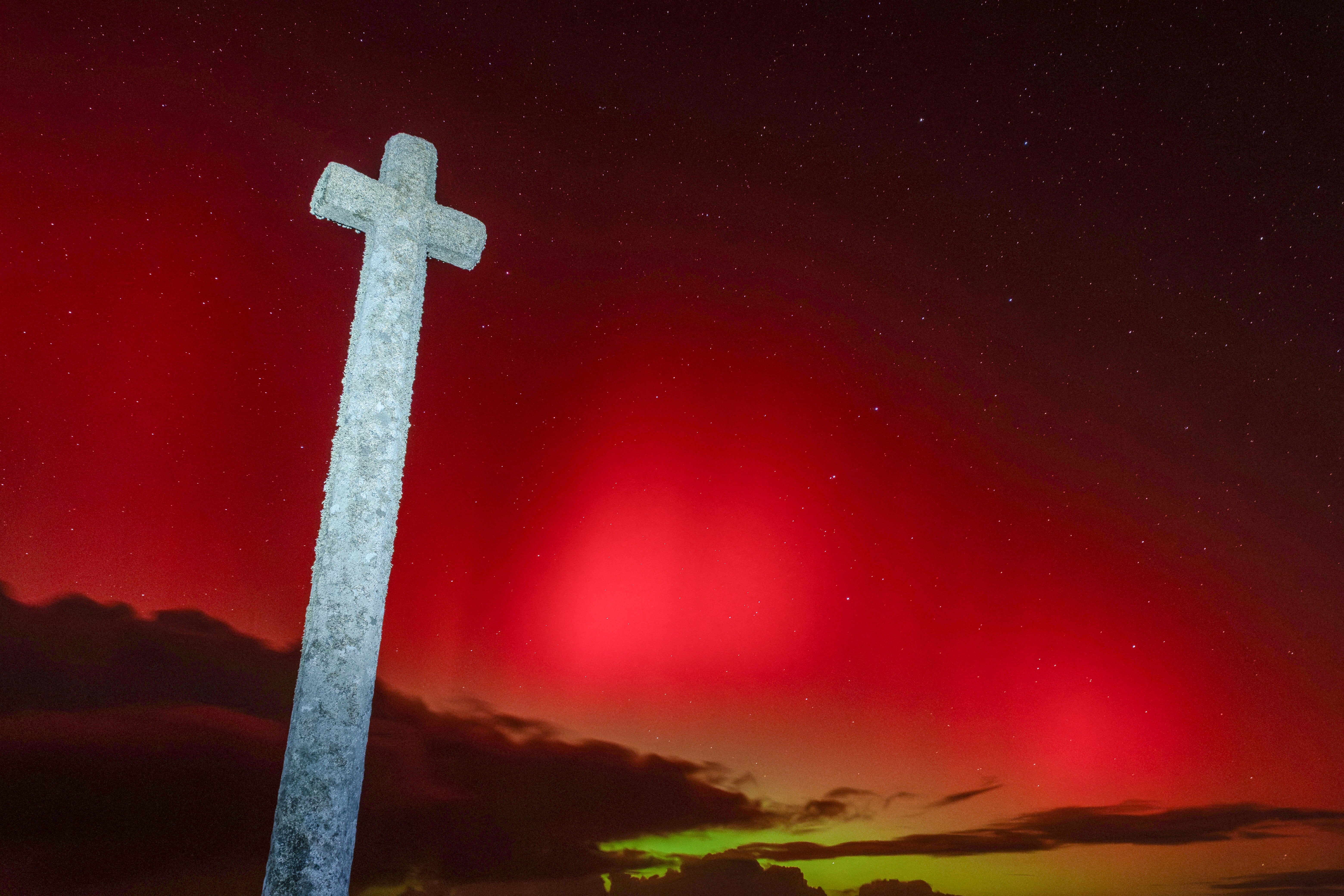 The Northern Lights over Portsall, western France