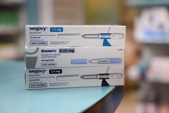 FILE PHOTO: Boxes of Ozempic and Wegovy made by Novo Nordisk are seen at a pharmacy in London, Britain March 8, 2024. REUTERS/Hollie Adams/File Photo