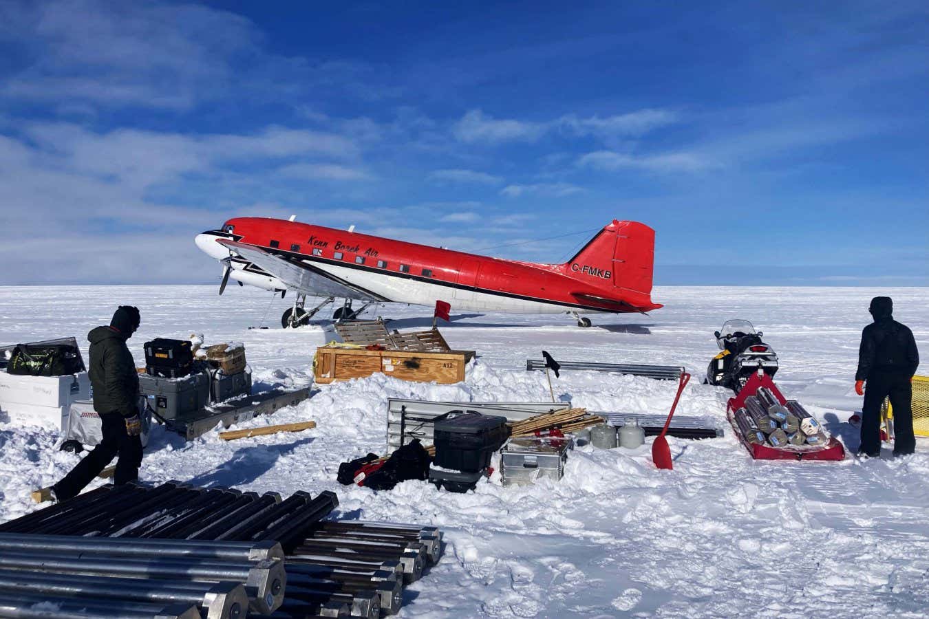 Greenland Drill cargo awaiting transport off Prudhoe Dome via ski plane