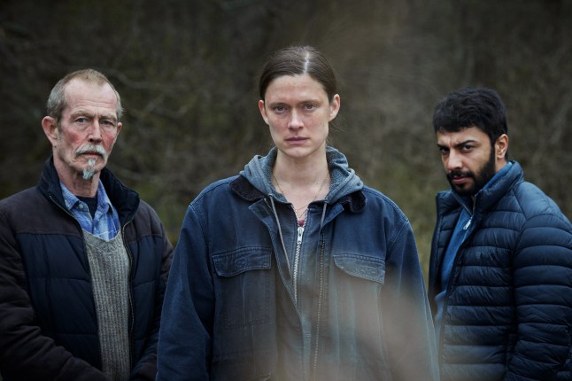 Synden. (L to R) Peter Gantman as ELIS, Krista Kostonen as DANI ANTILLA, Mohammed Nour Oklah as MALIK in Synden. Cr. Courtesy of Netflix ?? 2024