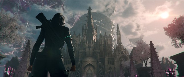 Code Violet screenshot of a large cathedral-like building