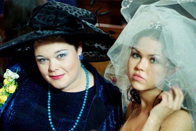 Editorial use only Mandatory Credit: Photo by ITV/Shutterstock (9686818bx) Ep 2528 Tuesday 27th May 1999 The big day arrives for Kelly and Roy, but their wedding is anything but smooth. Mandy tackles Kelly, doubting that she wants to marry Roy. The bride-to-be convinces her she's making the right decision, but Mandy is later then shocked to learn that Roy has missed the deadline for their honeymoon holiday payment and lost his deposit. Pressured by Mandy, a sheepish Roy tells Kelly and admits that their wedding night is going to be spent at the Dingles. Kelly also has to deal with Scott, convincing him not ruin her big day by expressing his feelings for her - With Kelly Windsor, as played by Adele Silva ; Mandy Dingle, as played by Lisa Riley. 'Emmerdale' TV Series UK - May 1999 Emmerdale Farm is a long-running British soap opera set in Emmerdale, a fictional village in the Yorkshire Dales. Created by Kevin Laffan, it first broadcast on 16 October 1972 and produced by ITV Yorkshire.