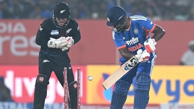 Sanju Samson was bowled for 24 by Mitchell Santner. (AFP)