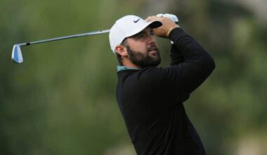 Scottie Scheffler watches his shot from the third tee during the first round of the American Express golf event at La Quinta County Club Thursday, Jan. 22, 2026, in La Quinta, Calif. (AP Photo/Ross D. Franklin)
