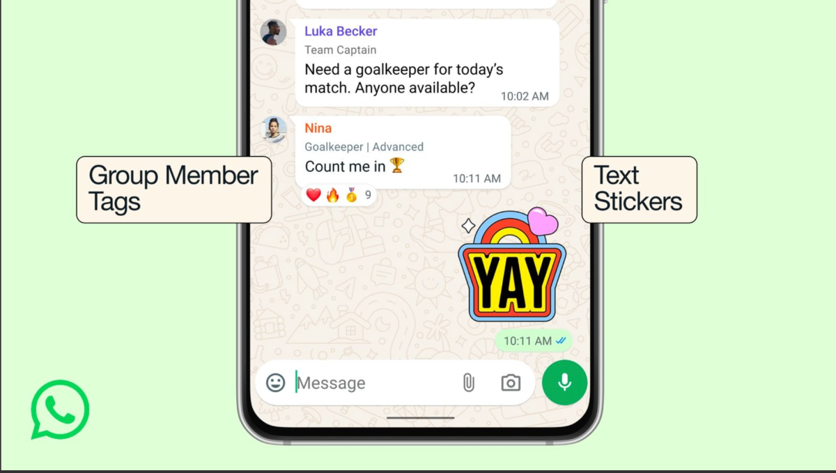 WhatsApp rolls out new group chat features, including member tags